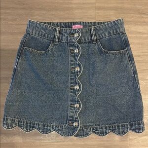 Mi ami Blue Scalloped Mini Skirt